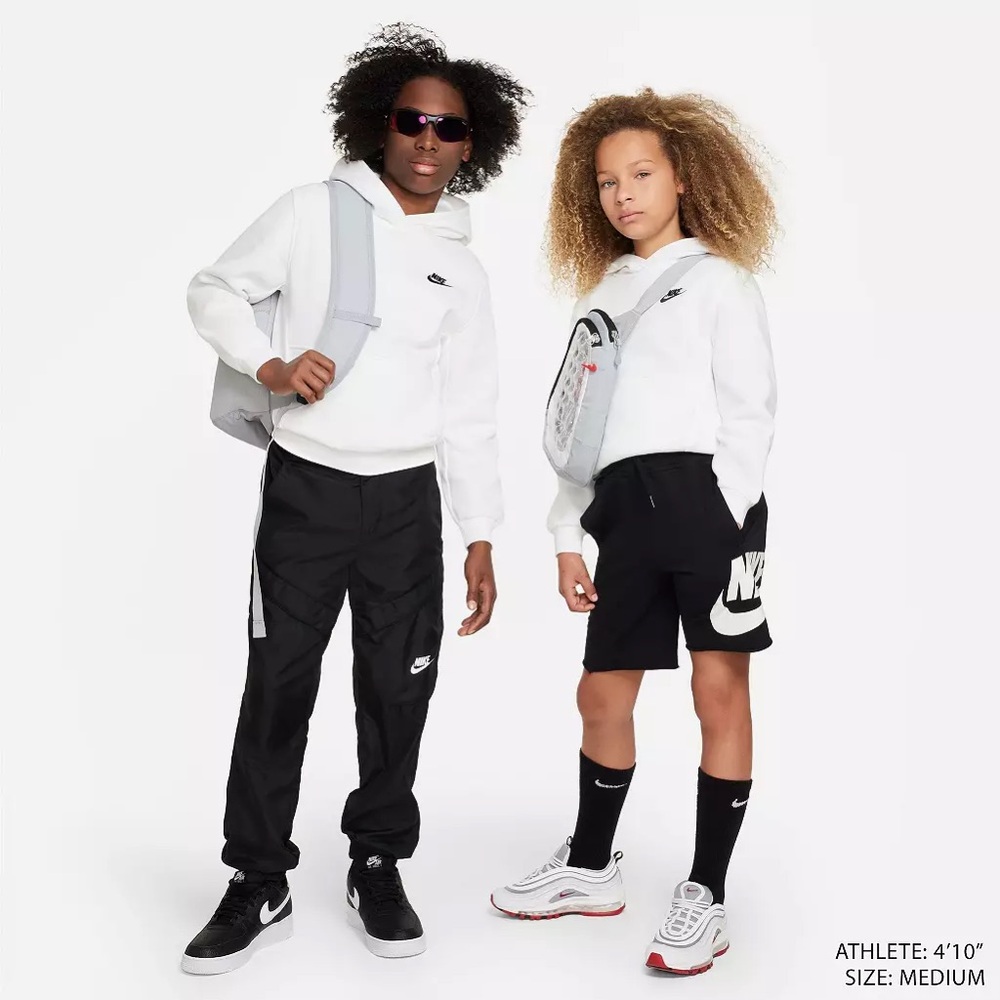 Nike White Hoodies with Black Pants and Shorts